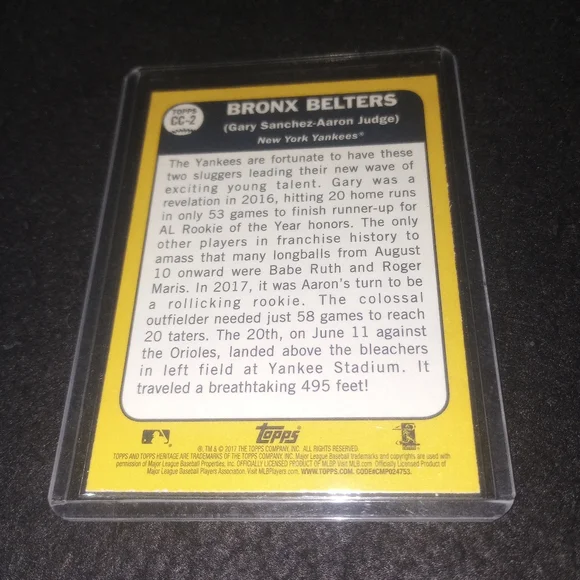 2017 Heritage High Number Bronx Belters Aaron Judge Gary Sanchez #CC-2  Yankees - Picture 2 of 2